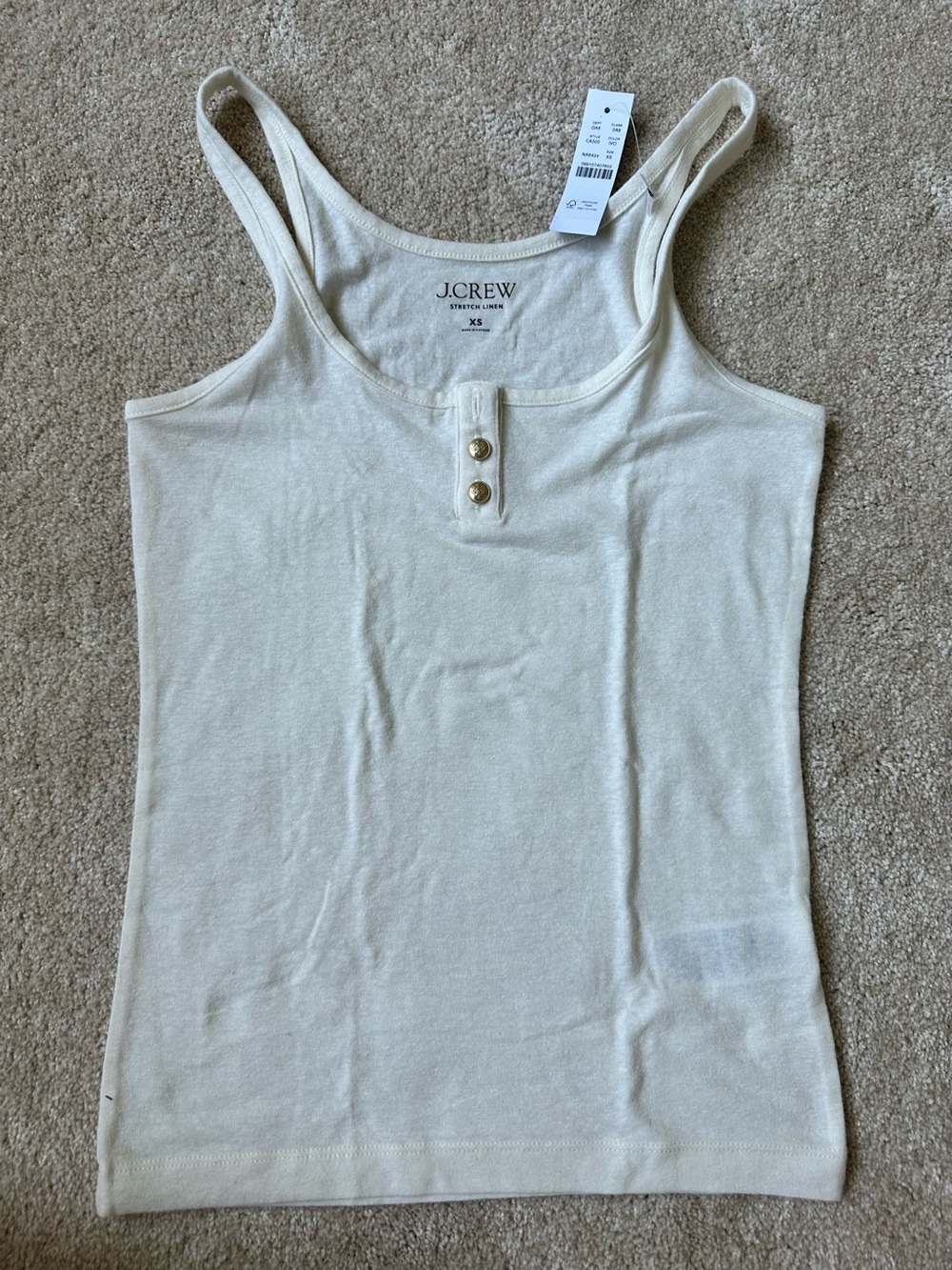 J. Crew Linen Tank with Gold Button Accent